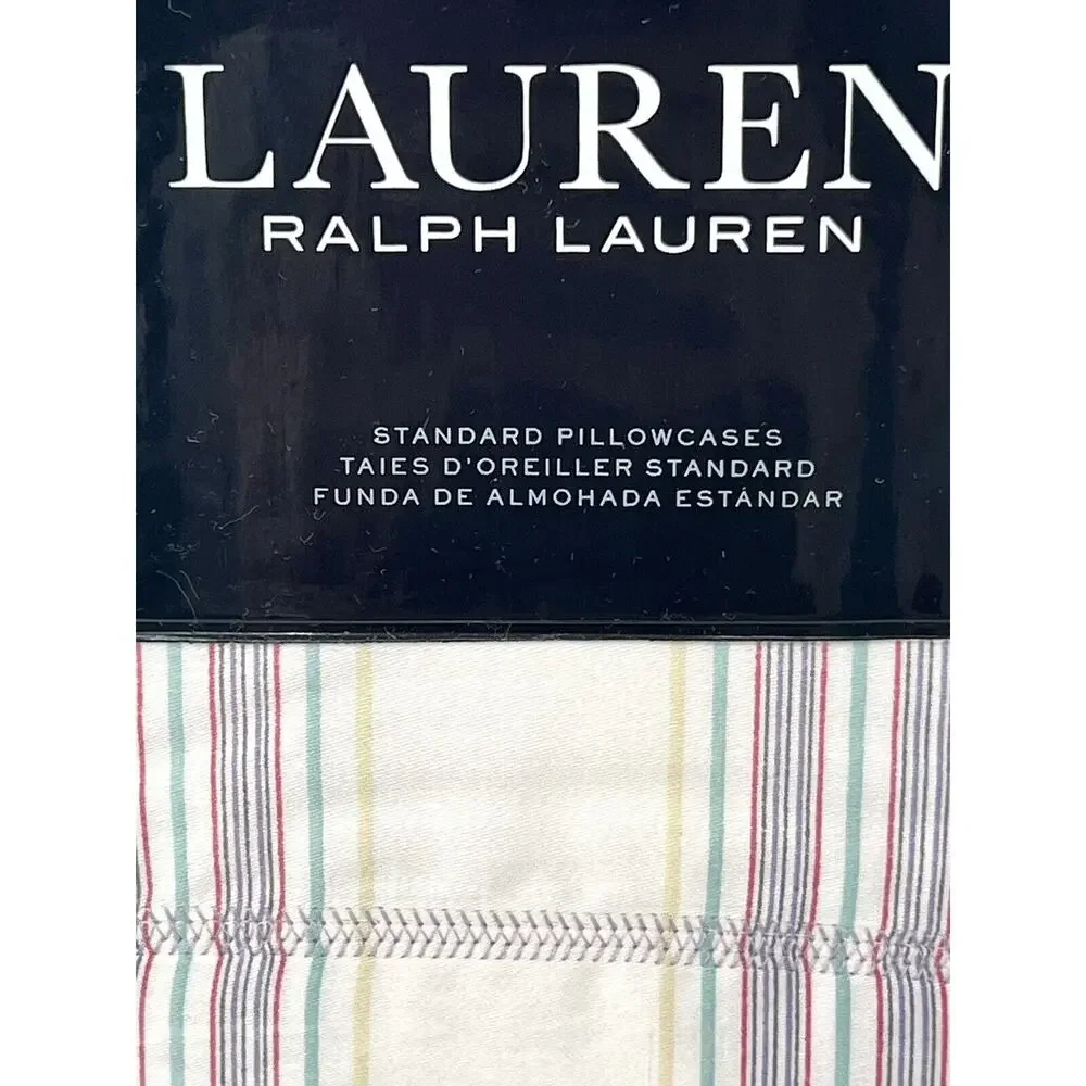 Ralph Lauren Claudia Stripe Standard Pillowcases 2 Cream Multi Pair Set